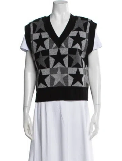 Pre-owned Sandro Wool Graphic Print Vest In Black