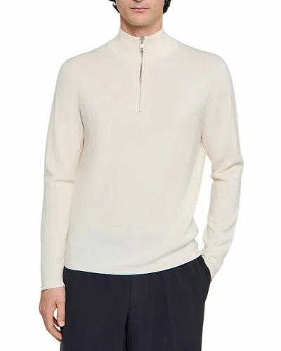 Sandro Wool Half Zip Sweater In White