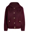 Sandro Wool Hooded Coat In Burgundy