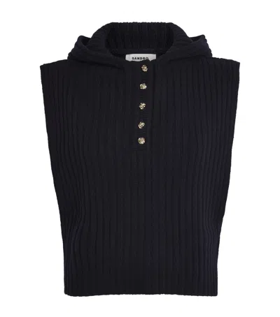 Sandro Wool Hooded Collar In Blue