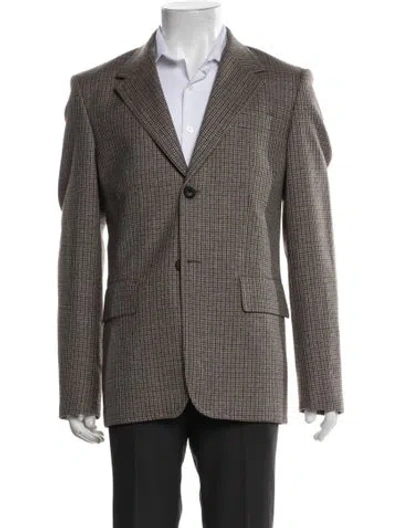Pre-owned Sandro Wool Houndstooth Print Blazer In Neutrals