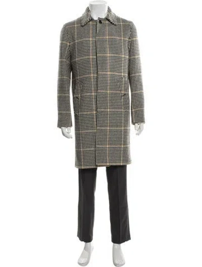 Pre-owned Sandro Wool Houndstooth Print Peacoat In Black