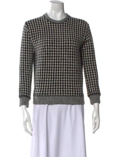 Pre-owned Sandro Wool Houndstooth Print Sweater In Neutral