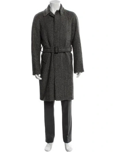 Pre-owned Sandro Wool Houndstooth Print Trench Coat In Multi