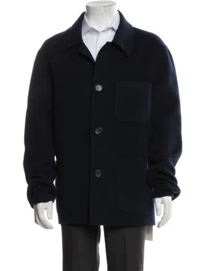 Pre-owned Sandro Wool Jacket In Blue