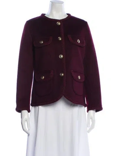 Pre-owned Sandro Wool Jacket In Burgundy