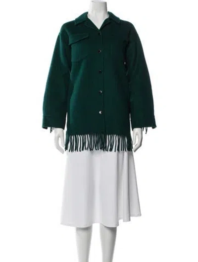 Pre-owned Sandro Wool Jacket In Green