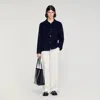 Sandro Wool Jacket With Regular Collar In Blue
