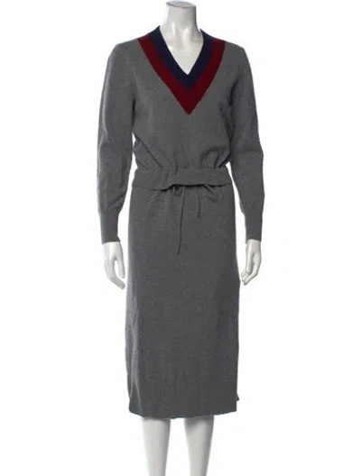 Pre-owned Sandro Wool Knee-length Dress In Gray