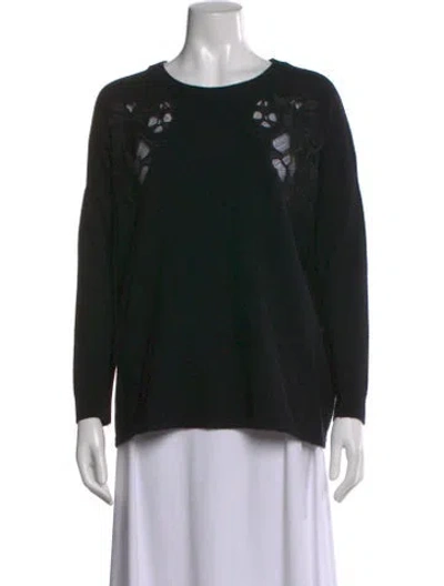 Pre-owned Sandro Wool Lace Pattern Sweater In Black