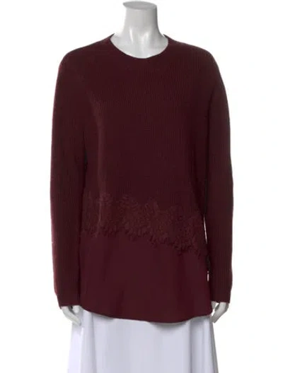 Pre-owned Sandro Wool Lace Pattern Sweater In Burgundy
