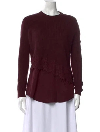 Pre-owned Sandro Wool Lace Pattern Sweater In Burgundy