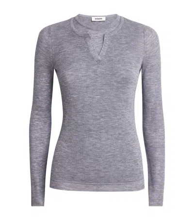 Sandro Wool Layered Long-sleeve Top In Gray