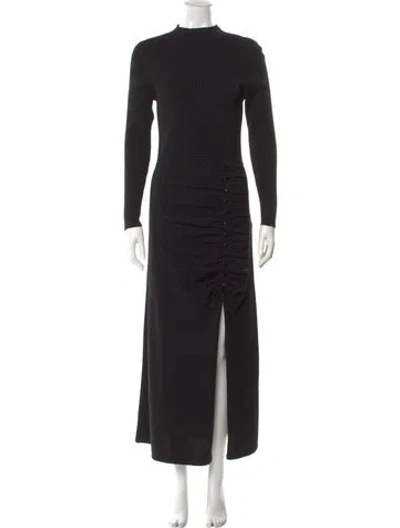 Pre-owned Sandro Wool Long Dress In Black