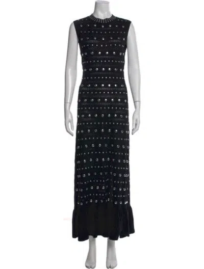 Pre-owned Sandro Wool Long Dress In Black