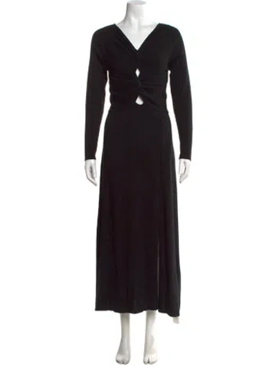 Pre-owned Sandro Wool Long Dress In Black