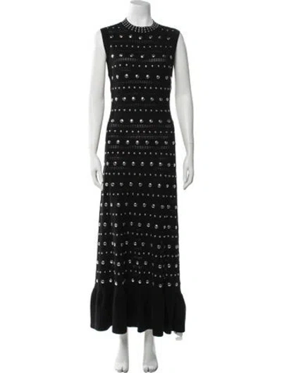 Pre-owned Sandro Wool Long Dress In Black