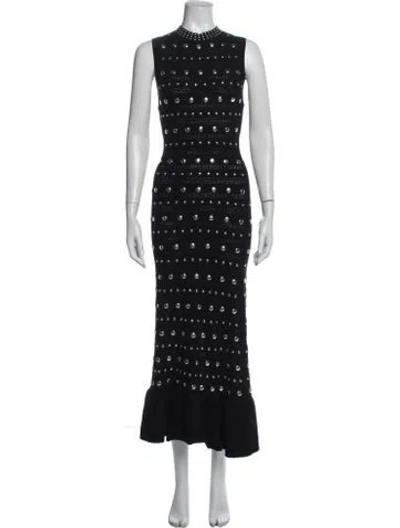 Pre-owned Sandro Wool Long Dress In Black