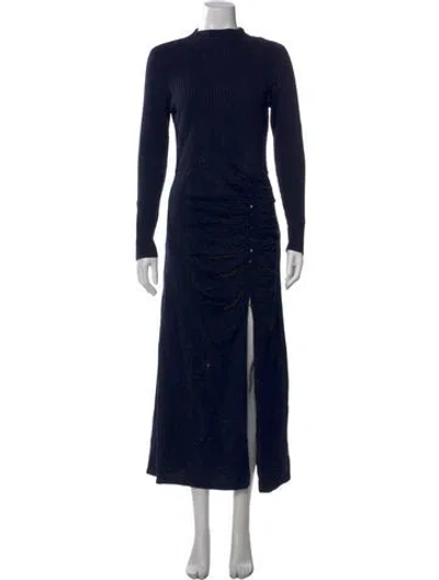 Pre-owned Sandro Wool Long Dress In Blue