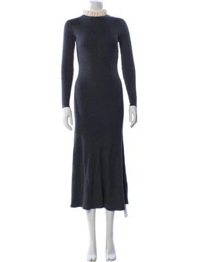 Pre-owned Sandro Wool Long Dress In Gray
