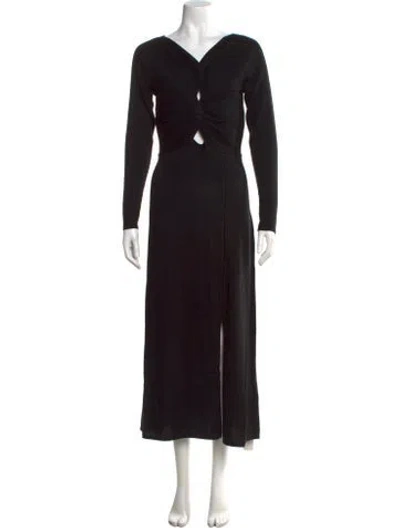 Pre-owned Sandro Wool Long Dress W/ Tags In Black