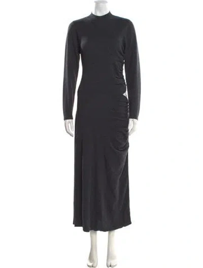 Pre-owned Sandro Wool Long Dress W/ Tags In Gray