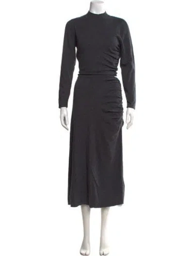 Pre-owned Sandro Wool Long Dress W/ Tags In Gray