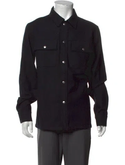 Pre-owned Sandro Wool Long Sleeve Dress Shirt In Black