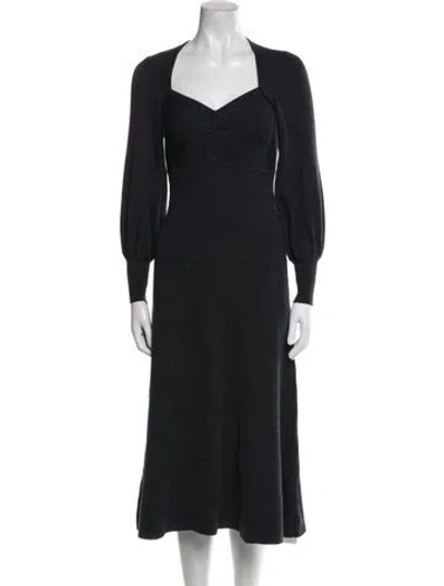 Pre-owned Sandro Wool Midi Length Dress In Blue