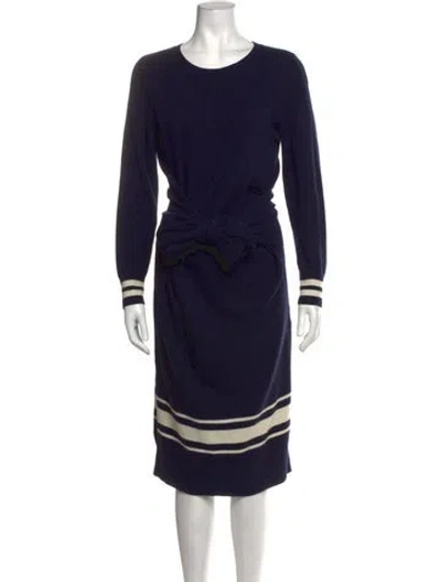 Pre-owned Sandro Wool Midi Length Dress In Blue