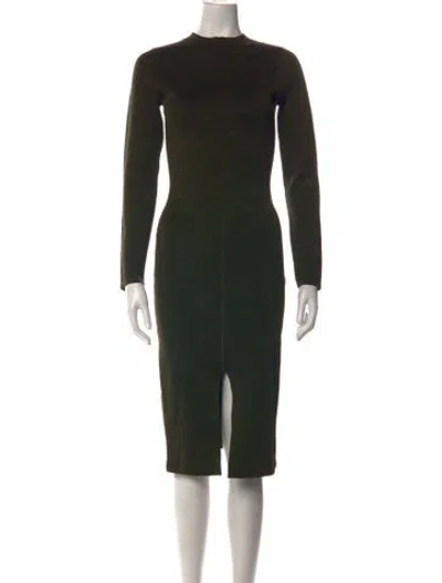 Pre-owned Sandro Wool Midi Length Dress In Gold/green