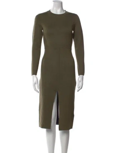 Pre-owned Sandro Wool Midi Length Dress In Green
