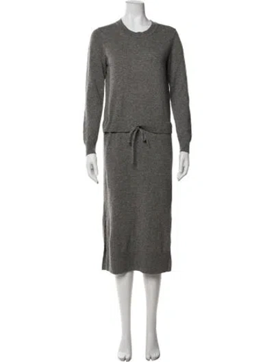 Pre-owned Sandro Wool Midi Length Dress In Grey
