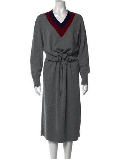 Pre-owned Sandro Wool Midi Length Dress In Grey