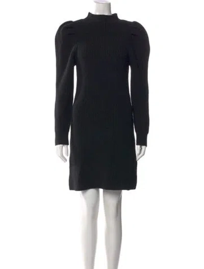 Pre-owned Sandro Wool Mini Dress In Black