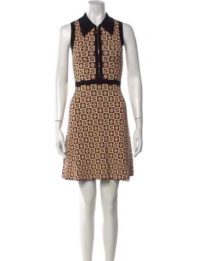 Pre-owned Sandro Wool Mini Dress In Brown