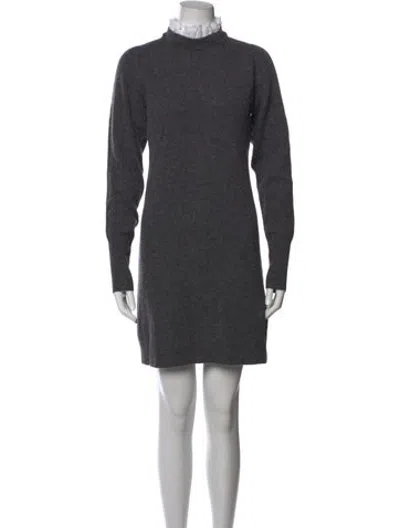Pre-owned Sandro Wool Mini Dress In Grey