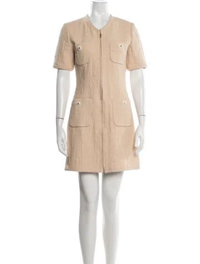 Pre-owned Sandro Wool Mini Dress In Neutrals