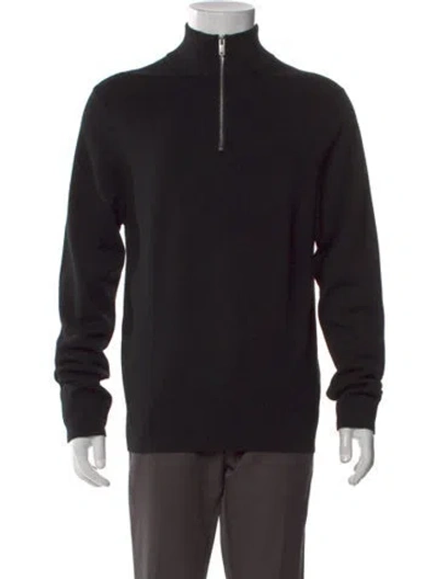 Pre-owned Sandro Wool Mock Neck Polo Sweater In Black