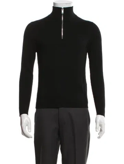 Pre-owned Sandro Wool Mock Neck Pullover In Black