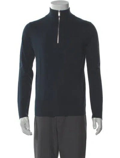 Pre-owned Sandro Wool Mock Neck Pullover W/ Tags In Blue
