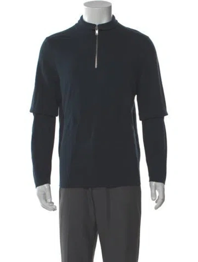 Pre-owned Sandro Wool Mock Neck Pullover W/ Tags In Blue