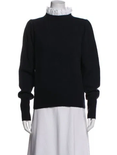 Pre-owned Sandro Wool Mock Neck Sweater In Black