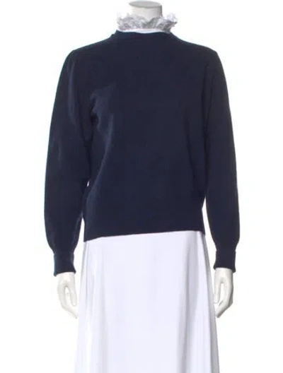 Pre-owned Sandro Wool Mock Neck Sweater In Blue