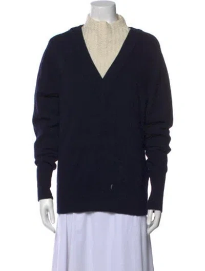 Pre-owned Sandro Wool Mock Neck Sweater In Blue