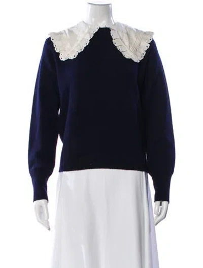 Pre-owned Sandro Wool Mock Neck Sweater In Blue