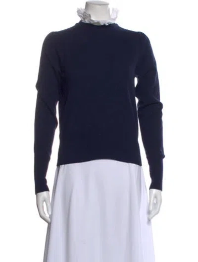 Pre-owned Sandro Wool Mock Neck Sweater In Blue