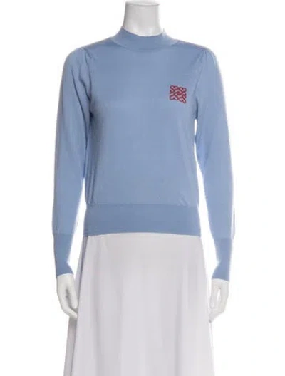 Pre-owned Sandro Wool Mock Neck Sweater In Blue