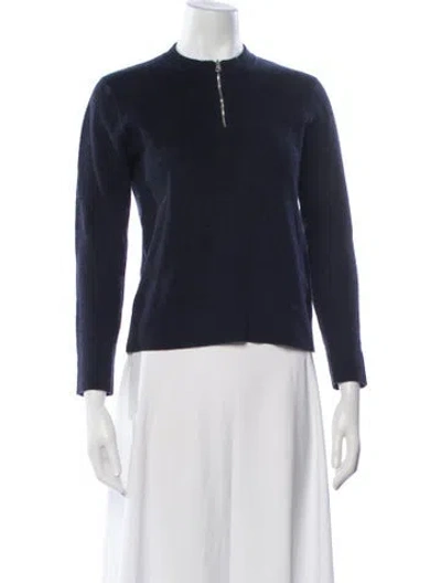 Pre-owned Sandro Wool Mock Neck Sweater In Blue