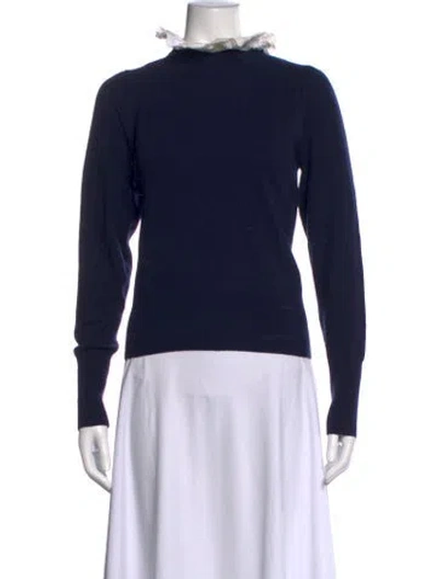 Pre-owned Sandro Wool Mock Neck Sweater In Blue